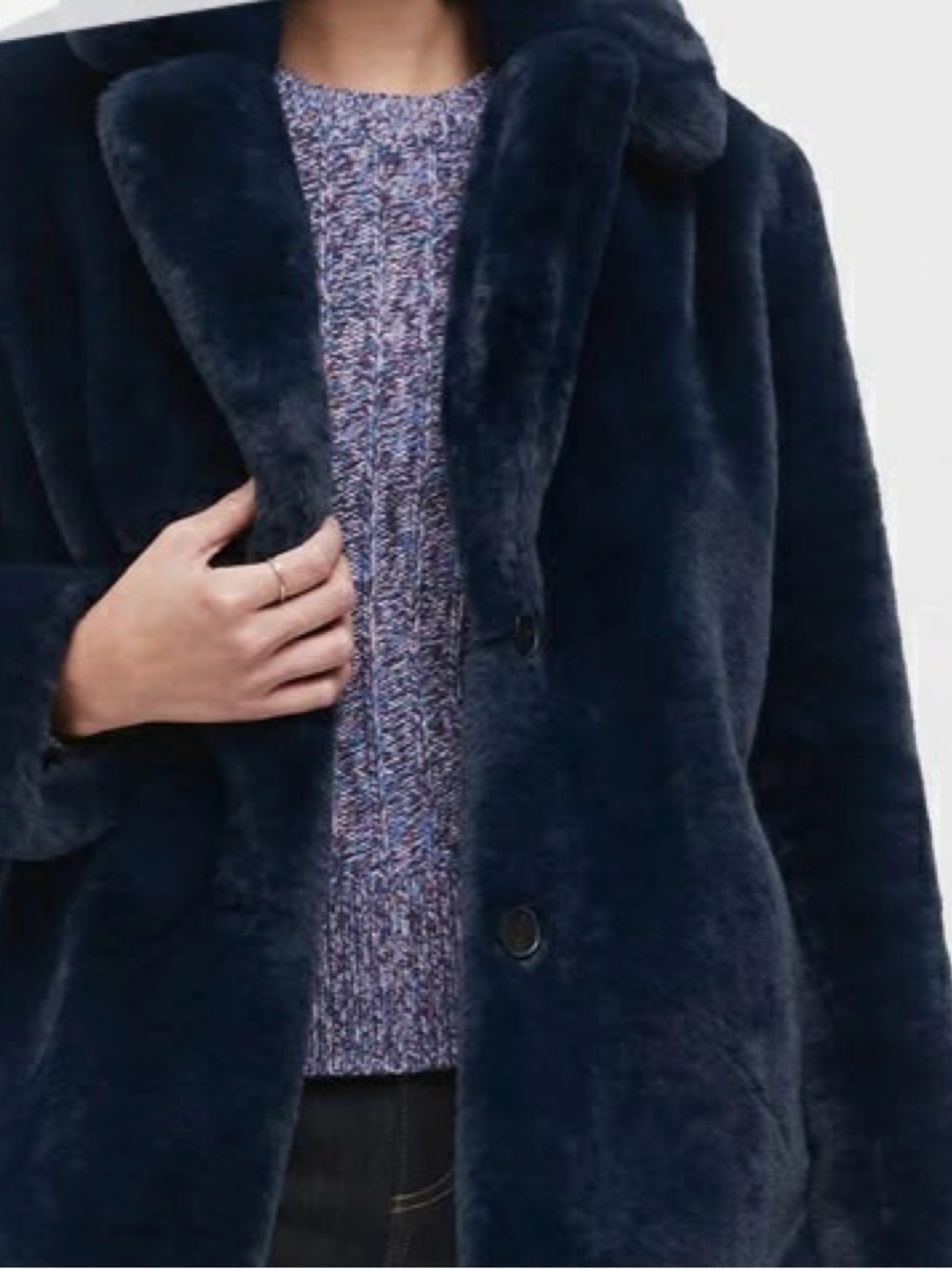 NWT Banana Republic Long Plush Faux Fur Coat in Deep Navy